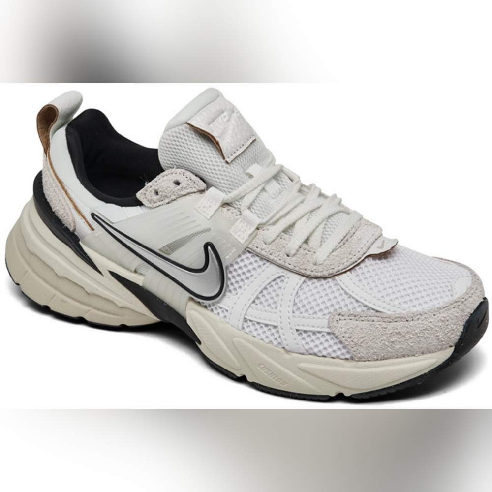 Nike V2K White and Gray Athletic Sneakers